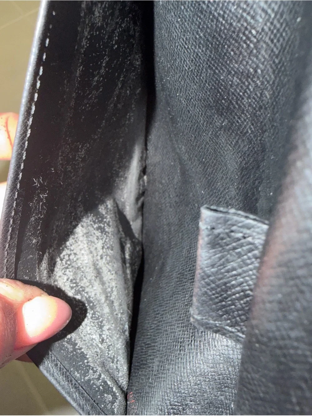 Louis Vuitton Black Epi Trifold Leather Clutch Porte Tresor Wallet